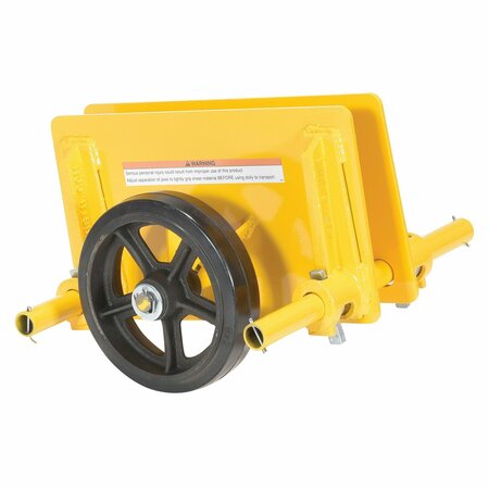 VESTIL Yellow Adjustable Panel Dolly 1000 lb Capacity Mold-on-Rubber Casters PLDL-ADJ-8MR